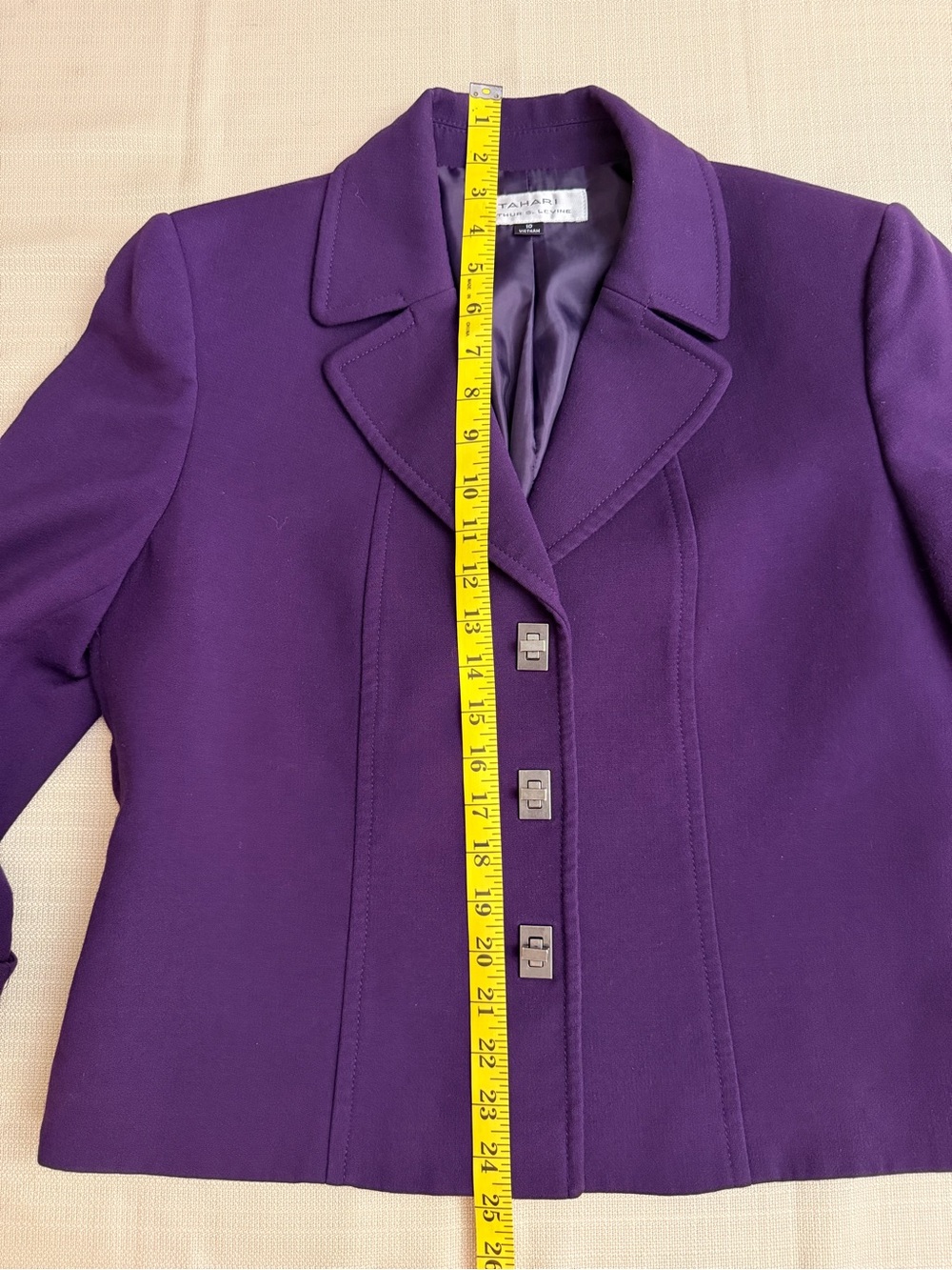 Tahari Purple Tailored Cropped Blazer - Picture 9 of 10